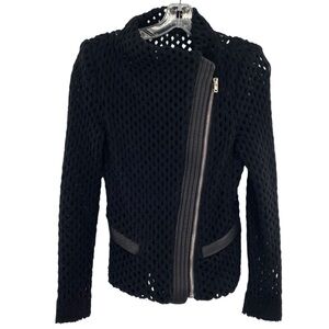 IRO Noa Black Wool Moto Jacket Sweater